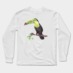 Watercolor Toucan Bird Long Sleeve T-Shirt